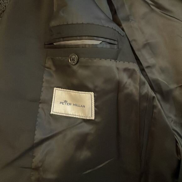 Peter Millar Black Wool Two Button Blazer Sport Coat Jacket Size 46T - Picture 6 of 9